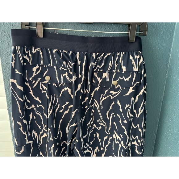 Athleta Printed Vienna Navy Blue Orchid Cargo Pant 14T Tall Pull-On Straight - Picture 5 of 9